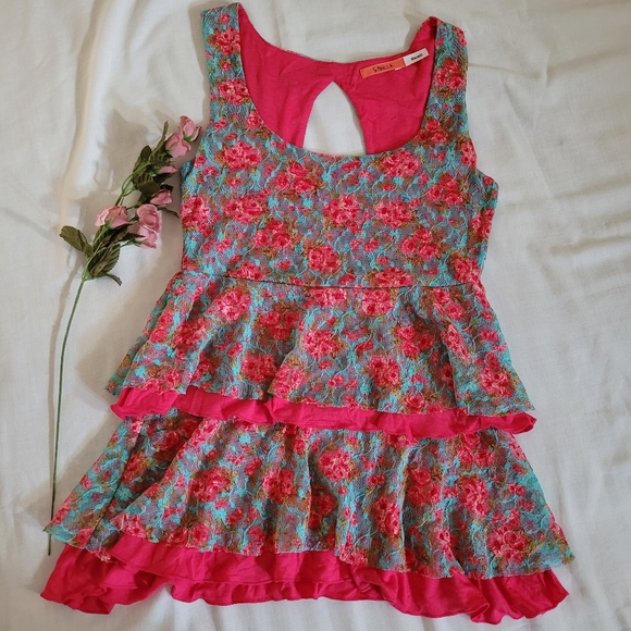 Xs - Sybilla - Floral tank top - pink blue - Picture 4 of 11